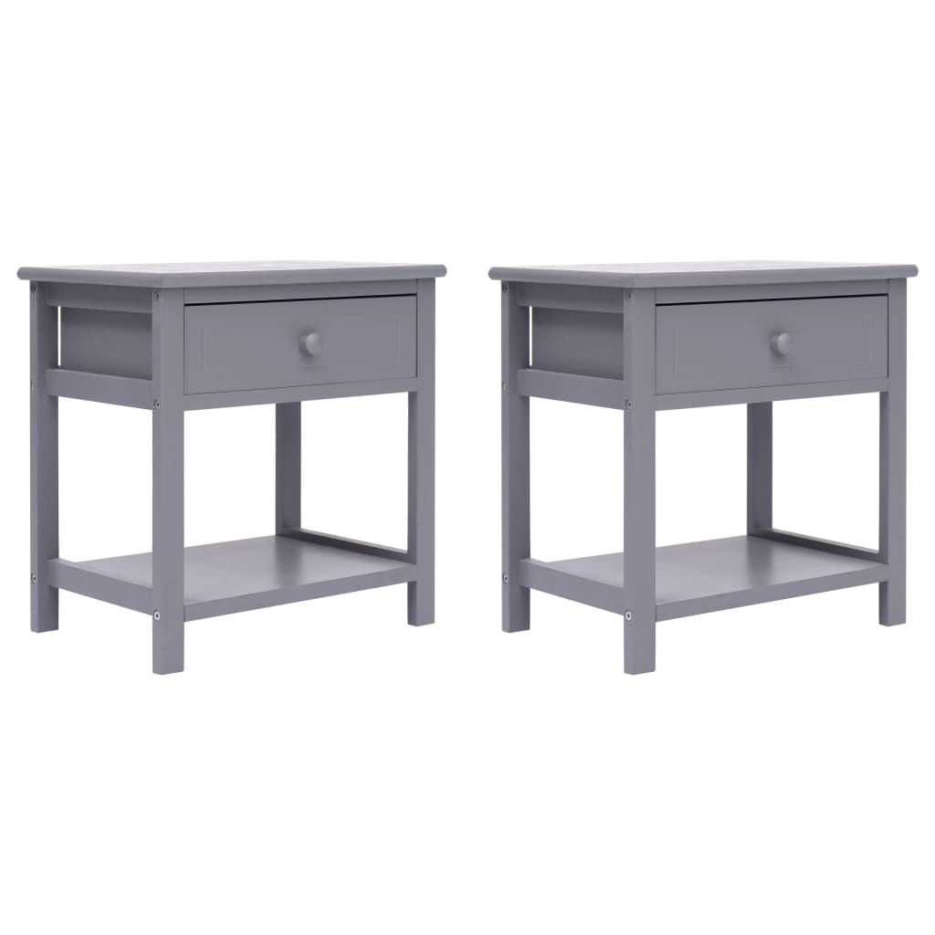 vidaXL Nachttische 2 Stk. Grau 40x29x42 cm Paulownia Holz