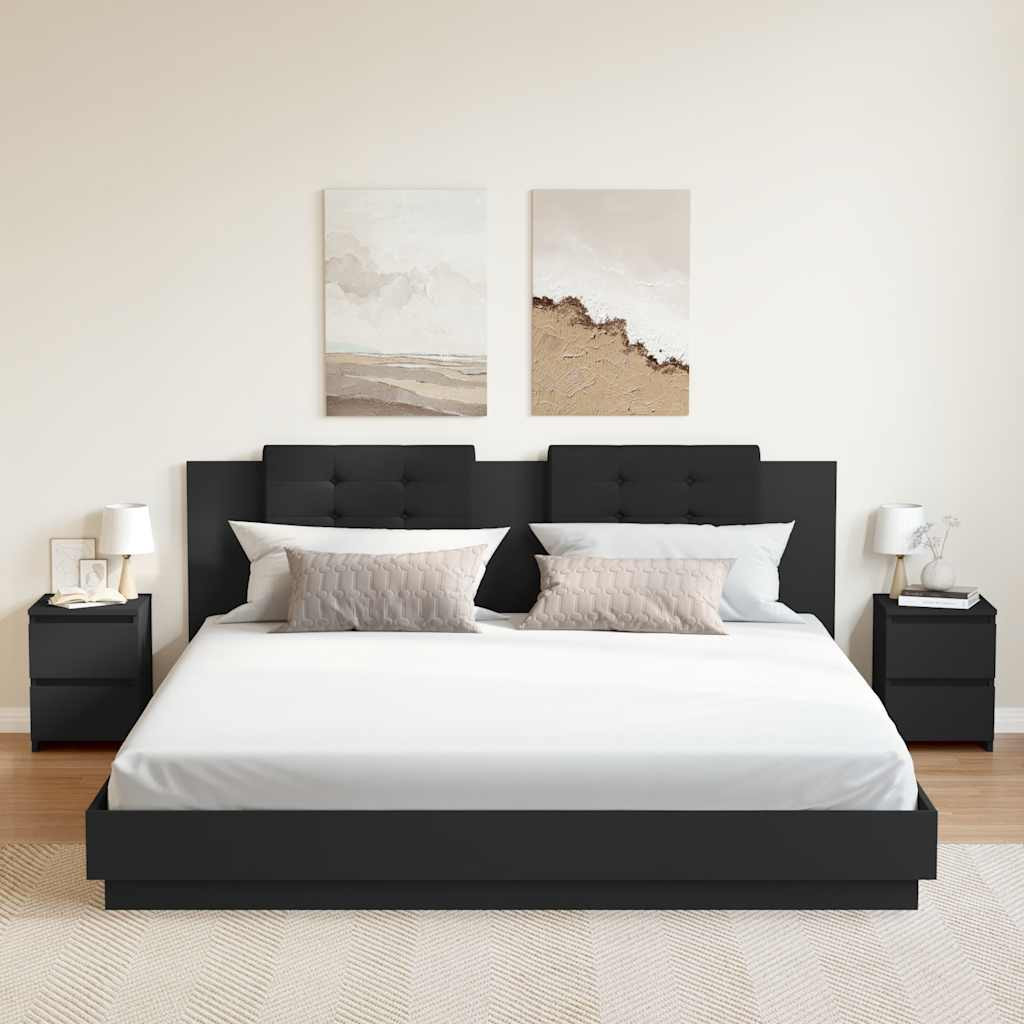 vidaXL Nachttische 2 Stk. Schwarz 30×30×40 cm Holzwerkstoff
