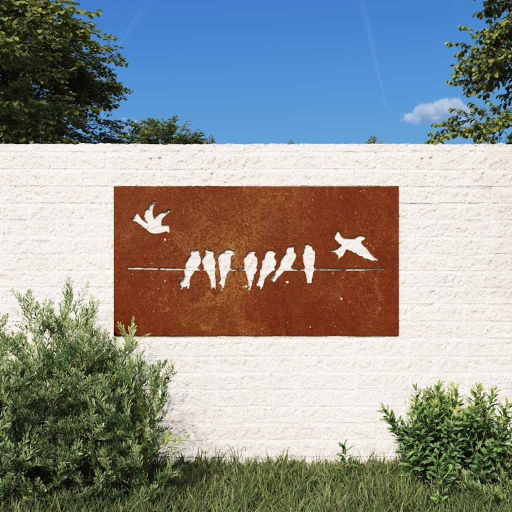 vidaXL Garten-Wanddeko 105x55 cm Cortenstahl Vogel-Design