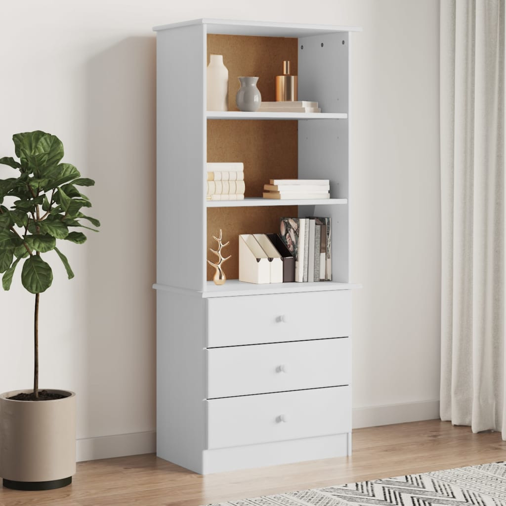 vidaXL Bücherregal mit Schubladen ALTA Weiß 60x35x142 cm Kiefernholz