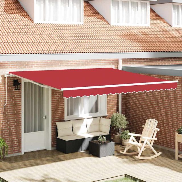 vidaXL Ausziehbare Markise Rot 400 x 300 cm Polyester und Aluminium