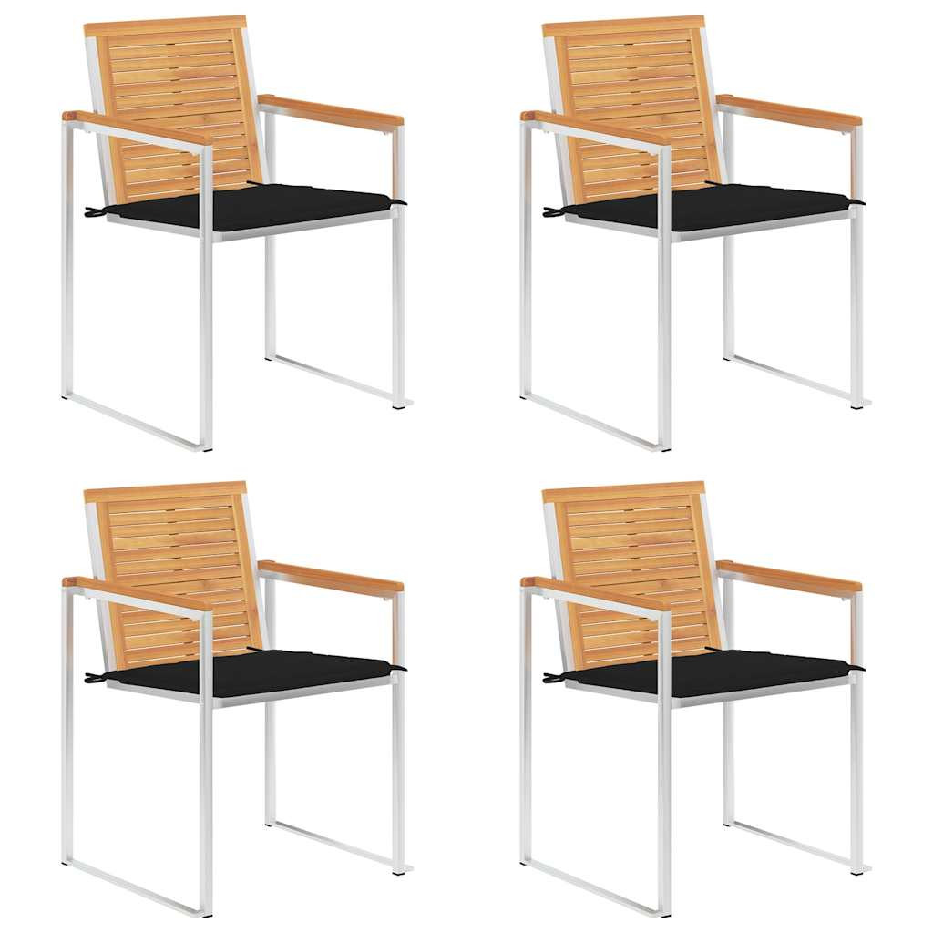 vidaXL Gartenstühle 4 Stk. mit Kissen Massivholz Teak
