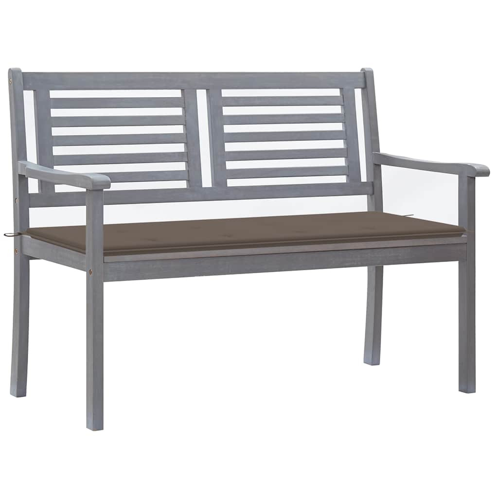 vidaXL 2-Sitzer-Gartenbank mit Auflage 120 cm Grau Eukalyptusholz