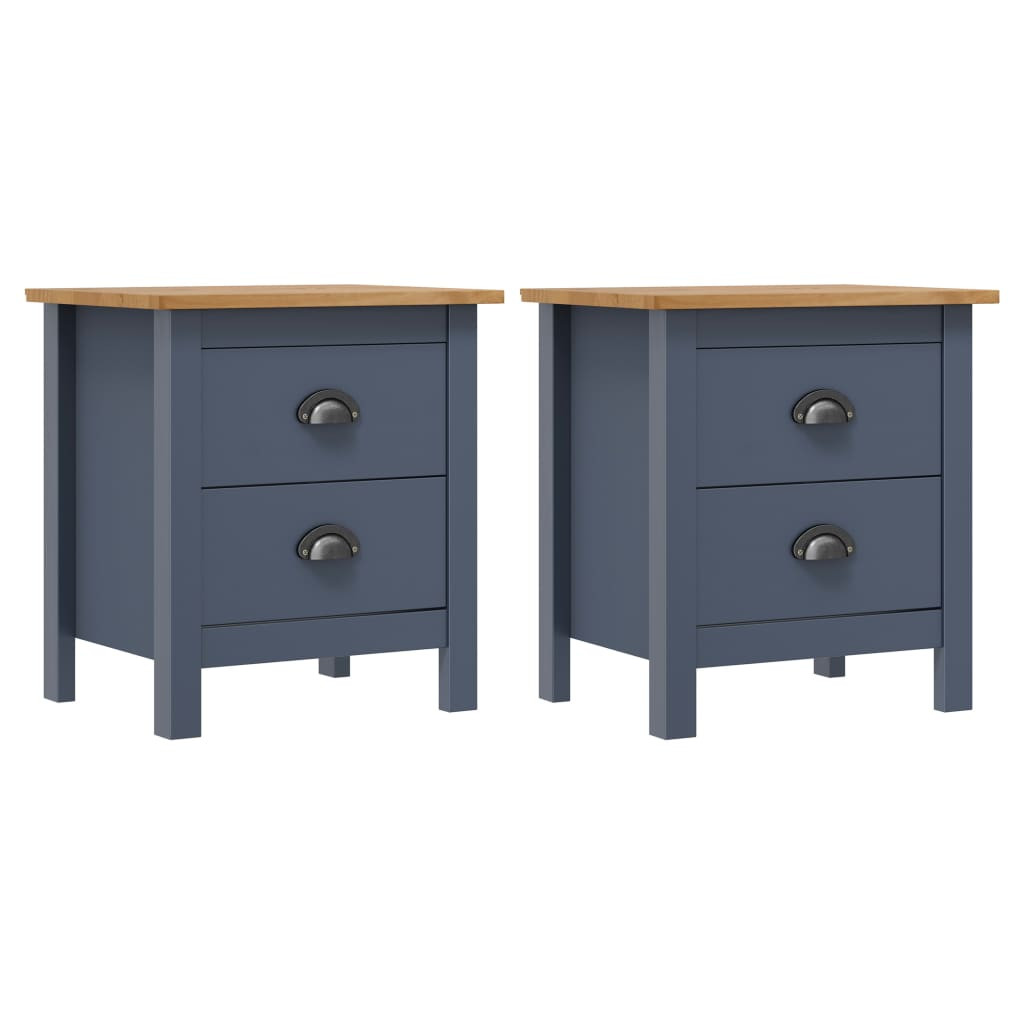 vidaXL Nachttische Hill 2 Stk. Grau 46x35x49,5 cm Massivholz Kiefer