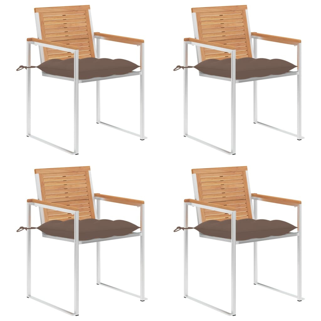 vidaXL Gartenstühle 4 Stk. mit Kissen Massivholz Teak