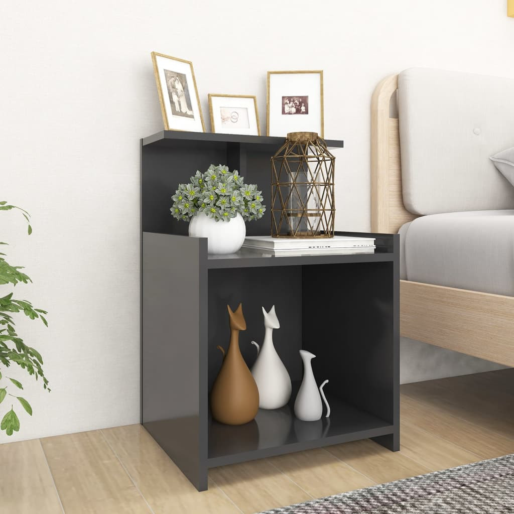 vidaXL Nachttische 2 Stk. Grau 40x35x60 cm Holzwerkstoff
