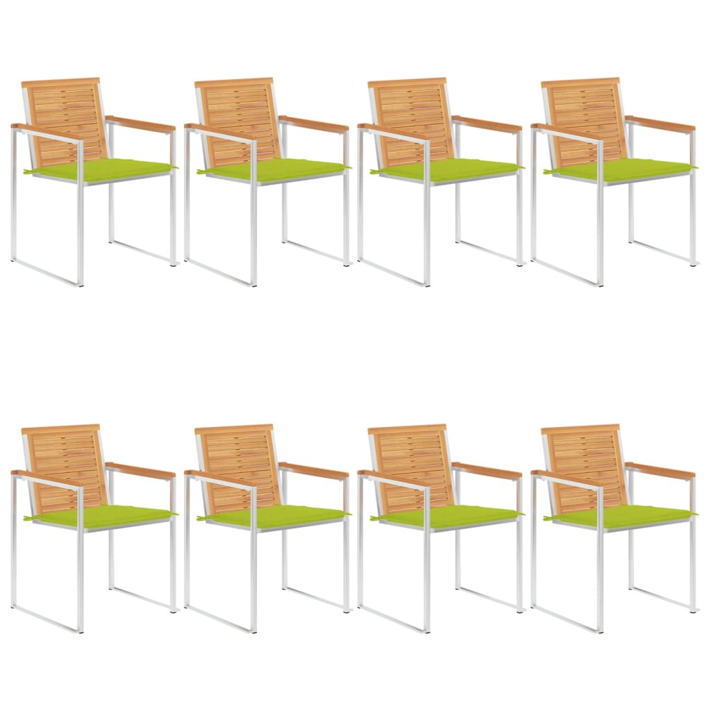 vidaXL Gartenstühle 8 Stk. mit Kissen Massivholz Teak