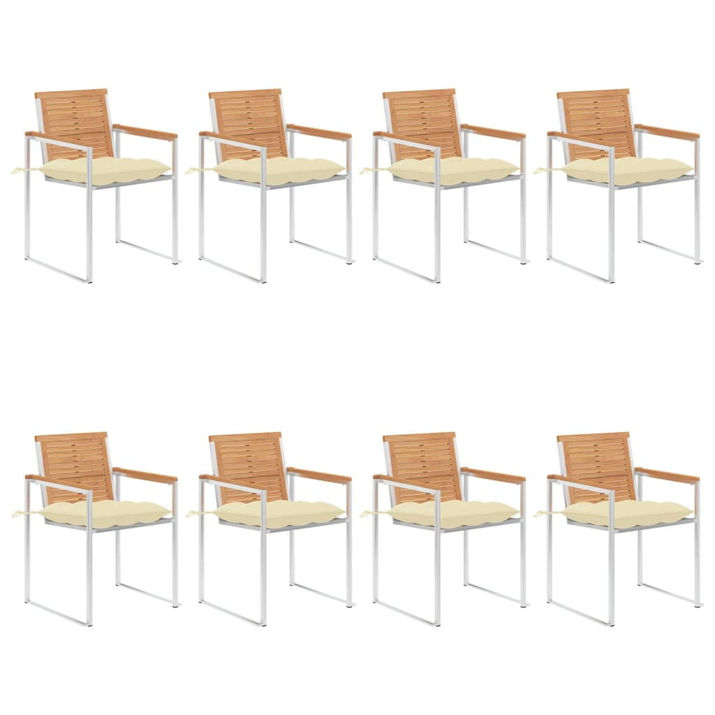 vidaXL Gartenstühle 8 Stk. mit Kissen Massivholz Teak