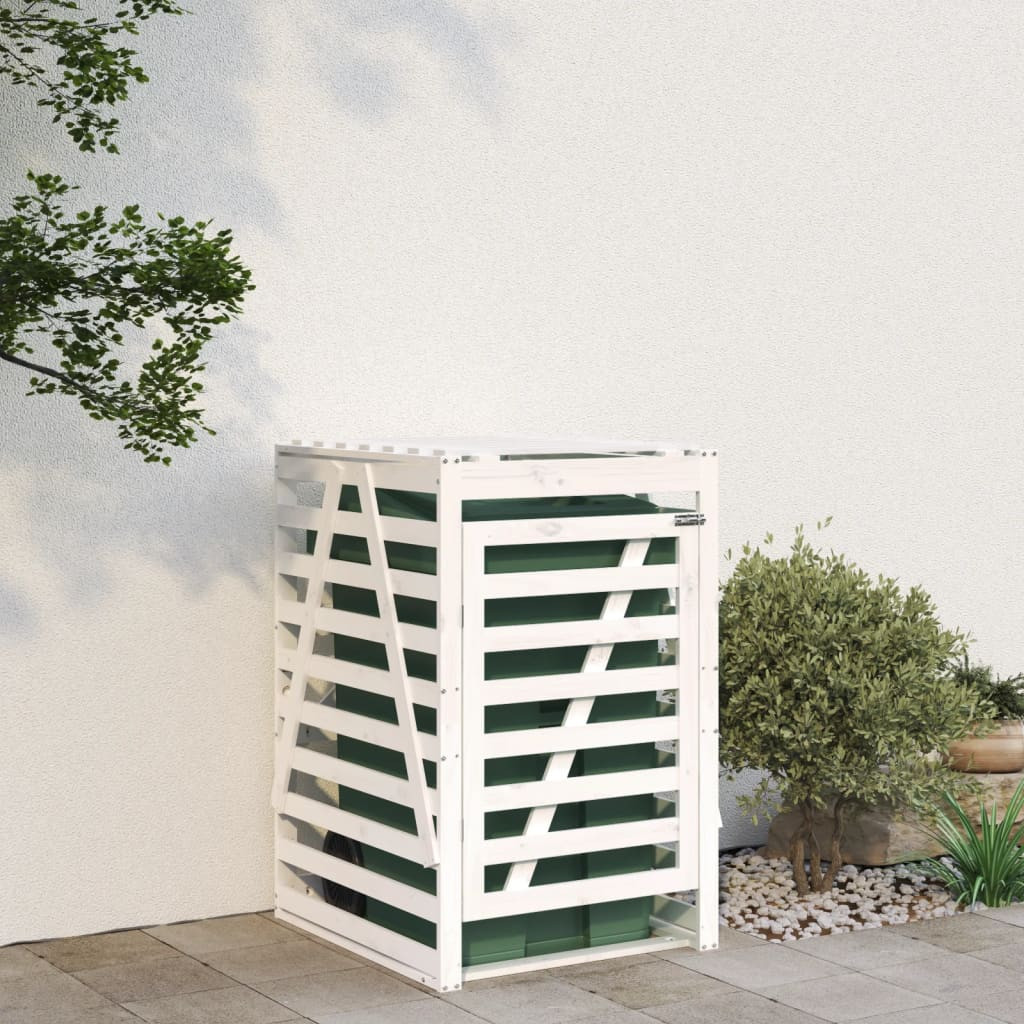 vidaXL Mülltonnenbox Weiß 84x90x128,5 cm Massivholz Kiefer