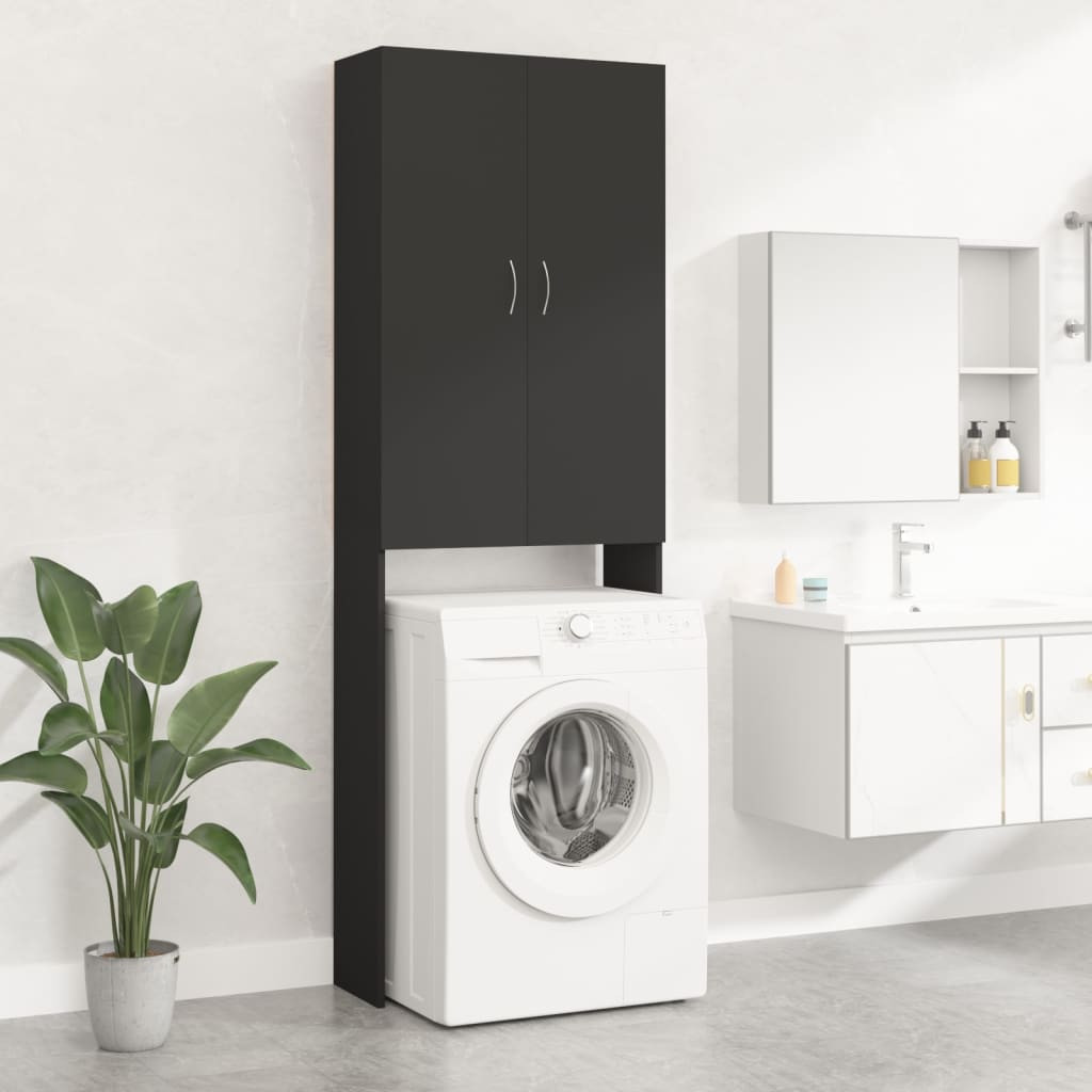 vidaXL Waschmaschinenschrank Schwarz 64x25,5x190 cm
