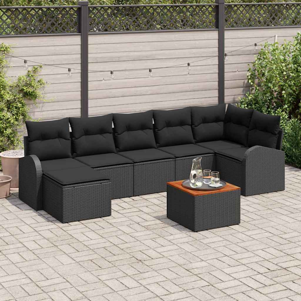 vidaXL Gartensofa-set mit Speicher 8 pcs Schwarz Poly-Rattan