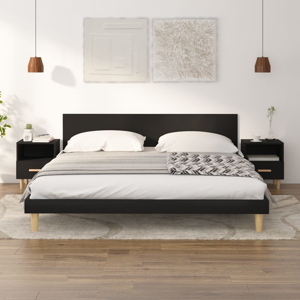 vidaXL Nachttische 2 Stk. Schwarz 40x35x47 cm