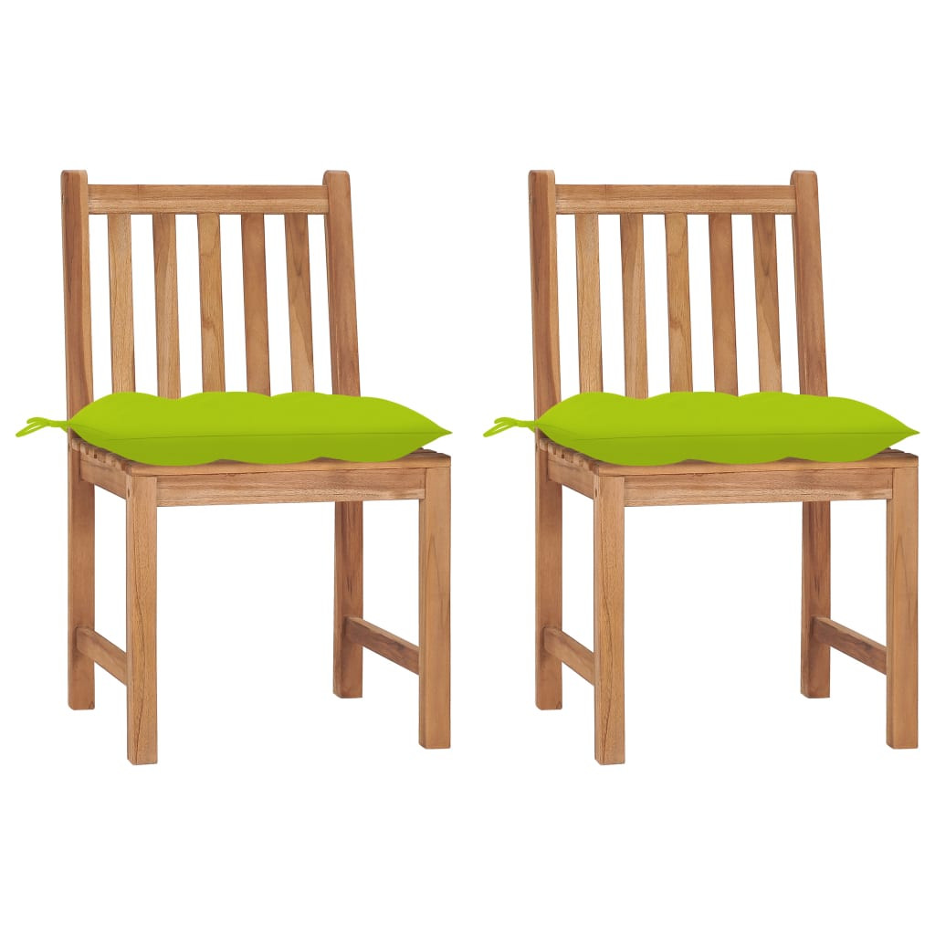 vidaXL Gartenstühle 2 Stk. mit Kissen Massivholz Teak