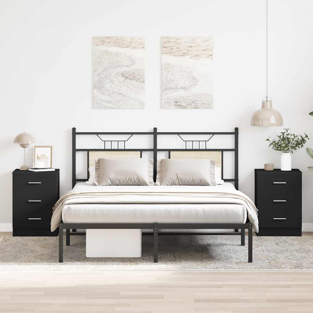 vidaXL Nachttische 2 Stk. Schwarz 38x35x56 cm Holzwerkstoff