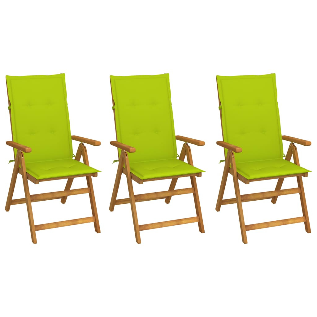 vidaXL Klappbare Gartenstühle 3 Stk. mit Auflagen Massivholz Akazie