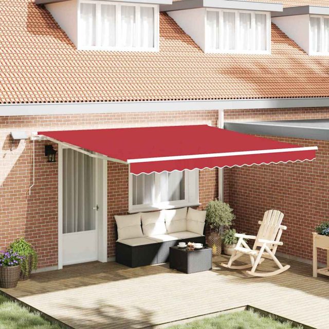 vidaXL Ausziehbare Markise Rot 400 x 300 cm Stoff und Aluminium