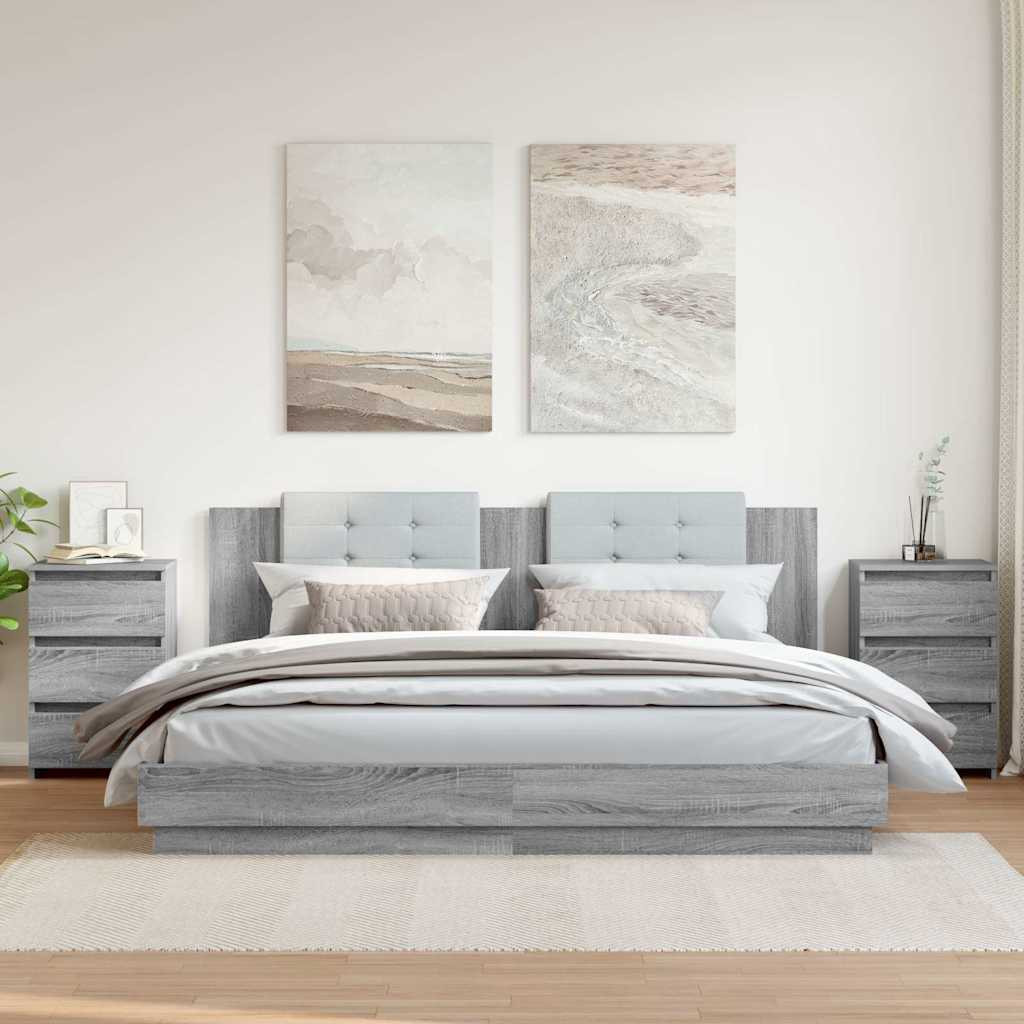 vidaXL Nachttische 2 Stk. Grau Sonoma 40x35x62,5 cm Holzwerkstoff