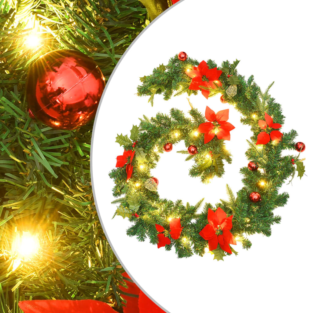 vidaXL Weihnachtsgirlande mit LED-Lichtern Grün 2,7 m PVC