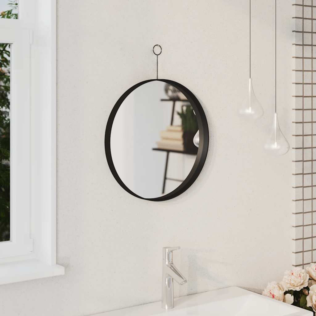 vidaXL Hängespiegel mit Haken Schwarz 40 cm