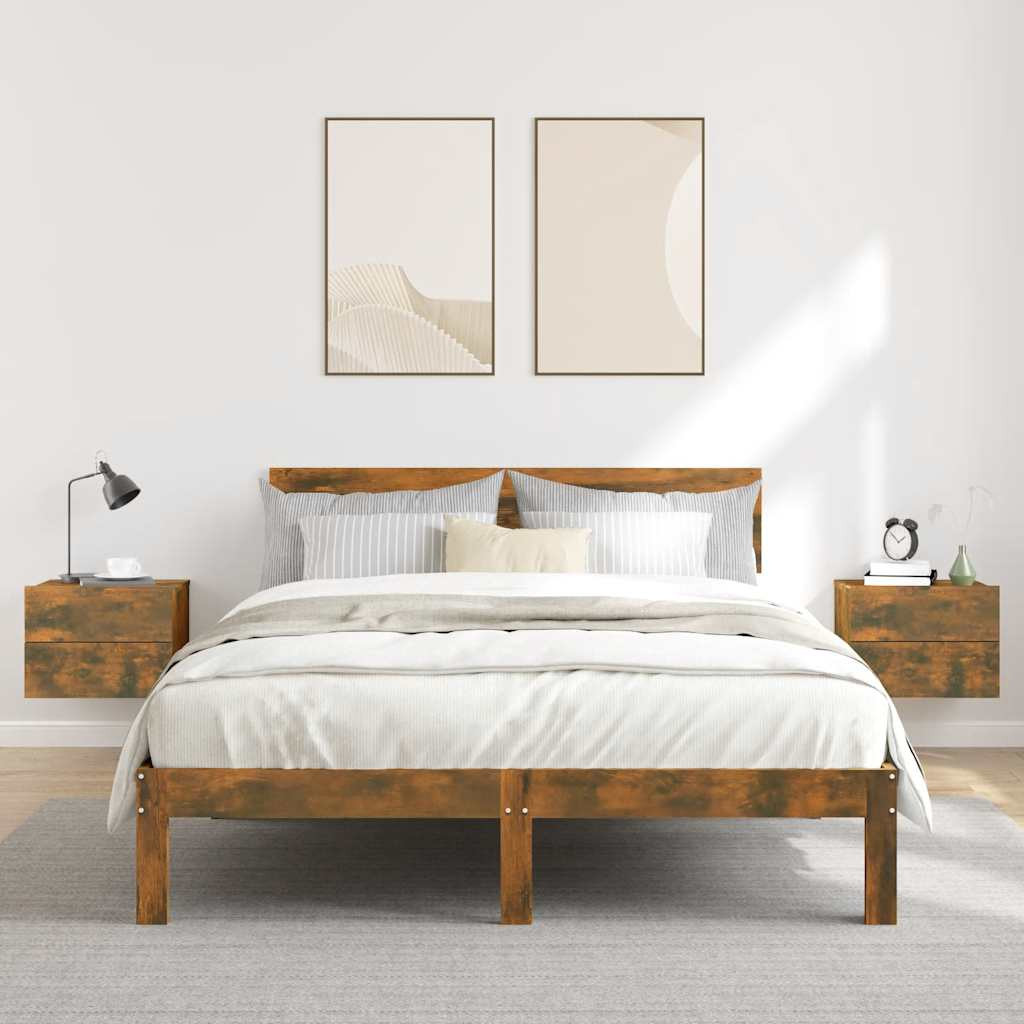 vidaXL Nachttische 2 Stk. Räuchereiche 40x30x30 cm Holzwerkstoff