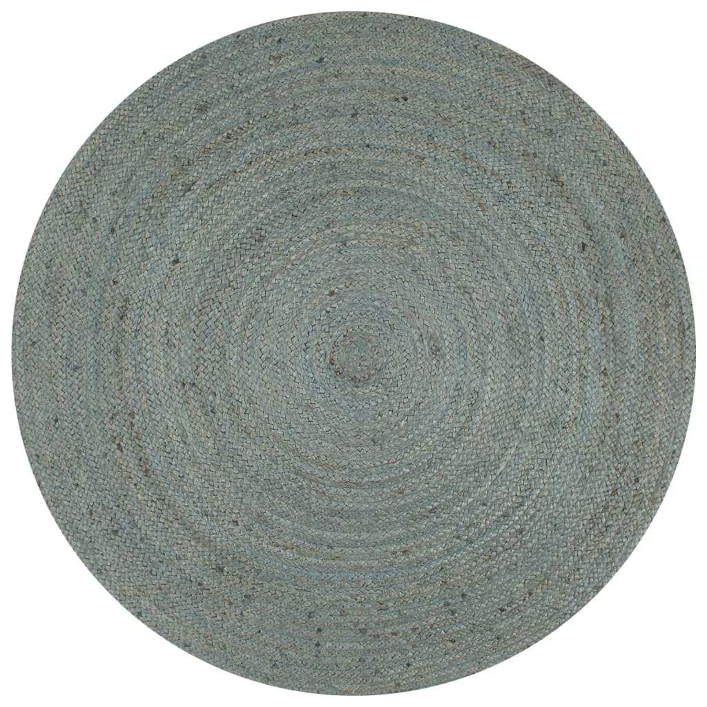 vidaXL Teppich Handgefertigt Jute Rund 150 cm Olivgrün