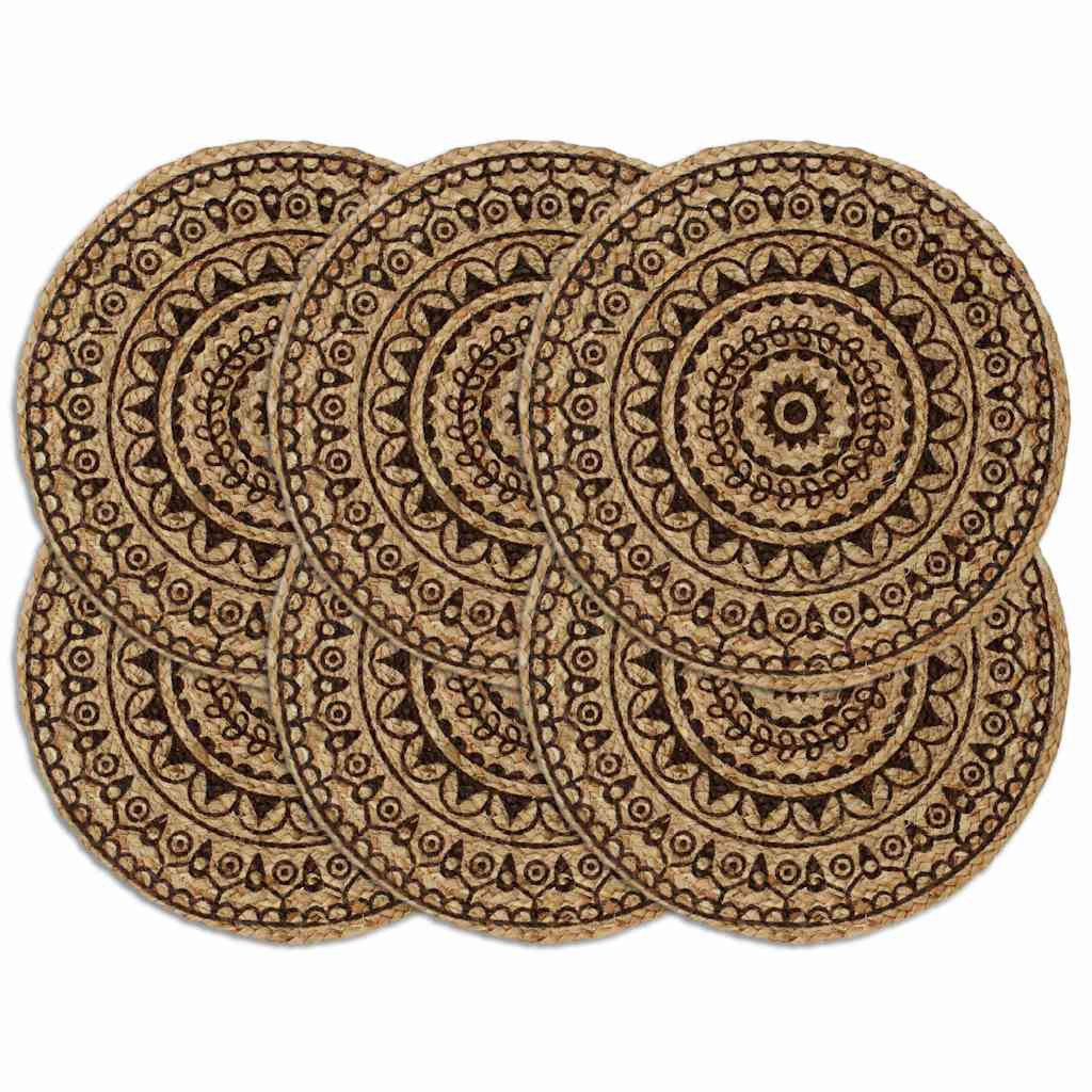 vidaXL Tischsets 6 Stk. Dunkelbraun 38 cm Rund Jute