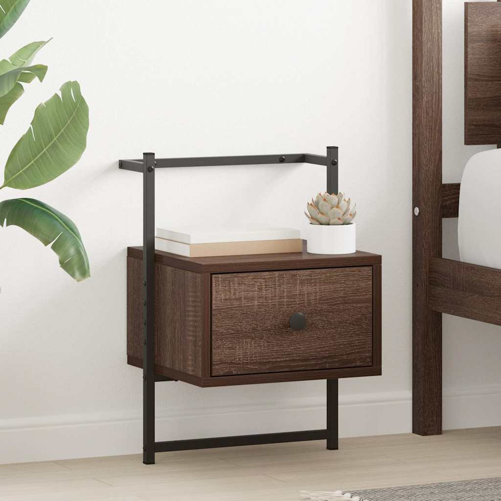 vidaXL Wand-Nachttische 2 Stk. Braun Eiche 35x30x51 cm Holzwerkstoff