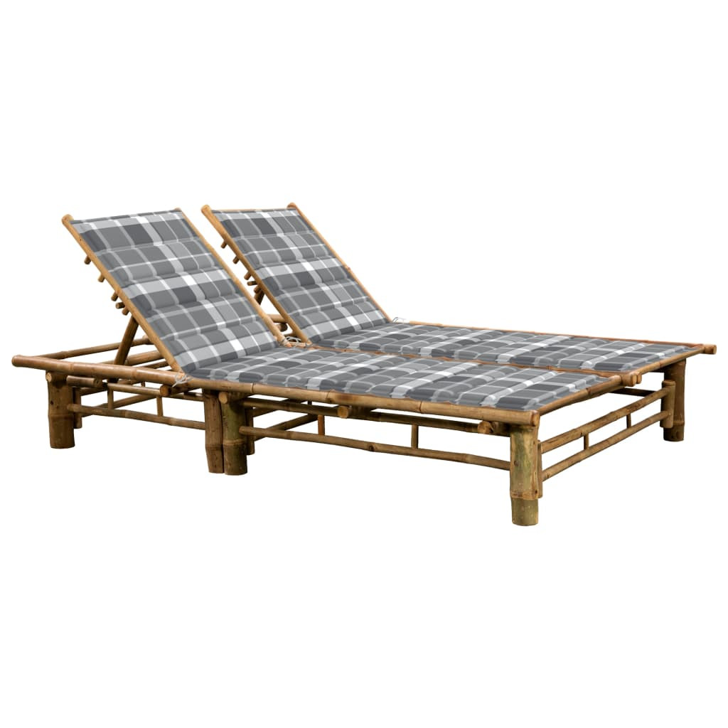 vidaXL 2-Personen-Sonnenliege mit Auflagen Bambus