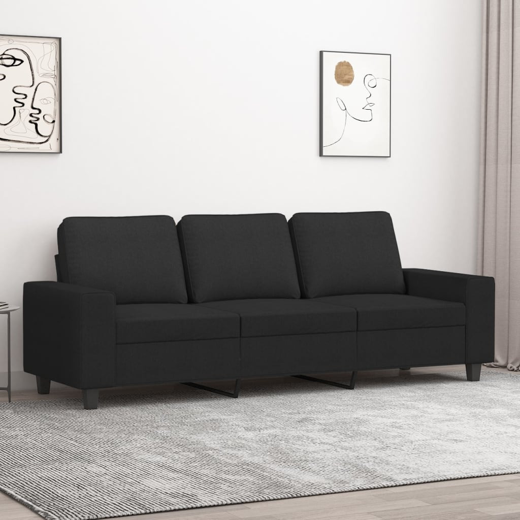 vidaXL 3-Sitzer-Sofa Schwarz 180 cm Stoff