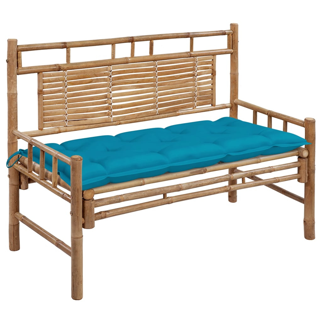 vidaXL Gartenbank mit Auflage 120 cm Bambus