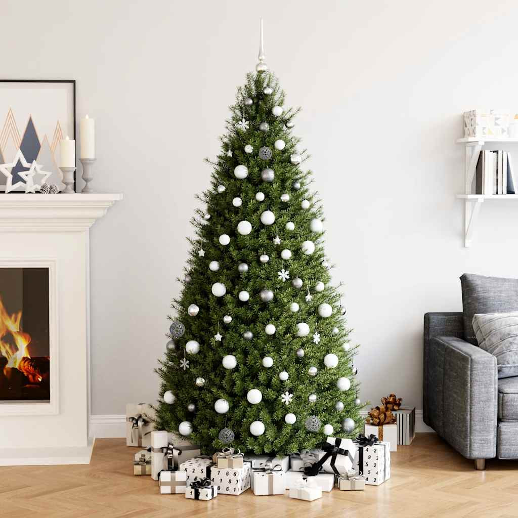 vidaXL 111-tlg. Weihnachtskugel-Set Weiß und Grau Polystyrol
