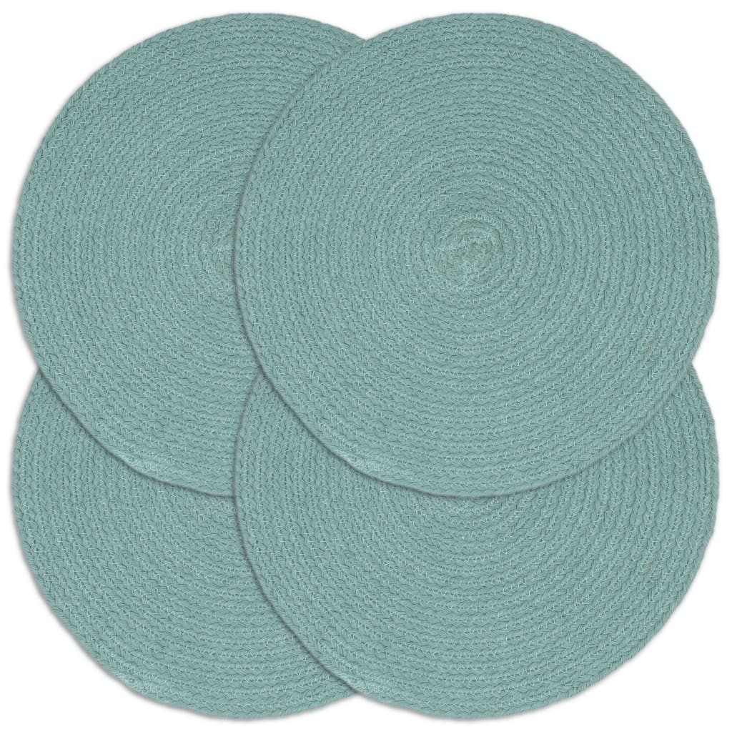 vidaXL Tischsets 4 Stk. Grün 38 cm Rund Baumwolle