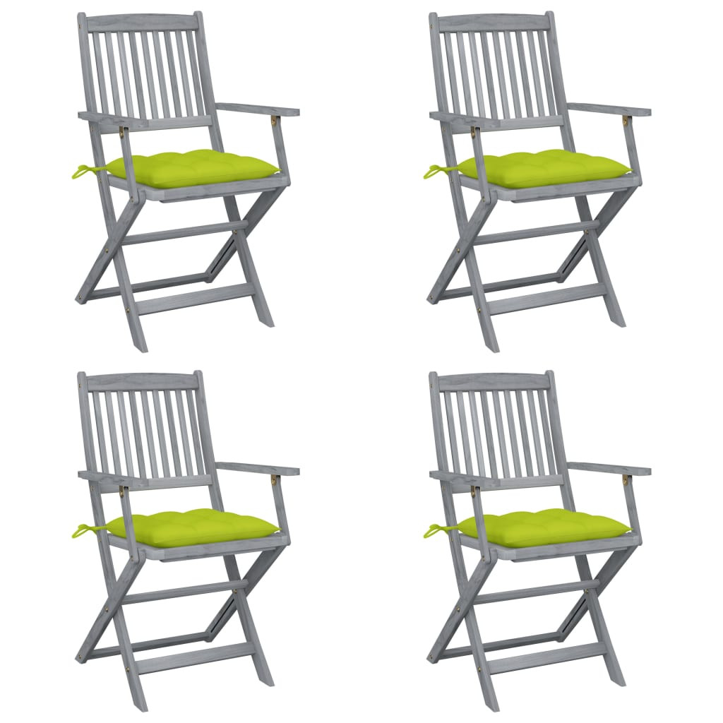 vidaXL Klappbare Gartenstühle 4 Stk. mit Kissen Massivholz Akazie