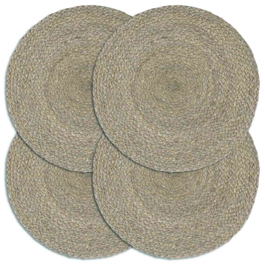 vidaXL Tischsets 4 Stk. Grau 38 cm Rund Jute