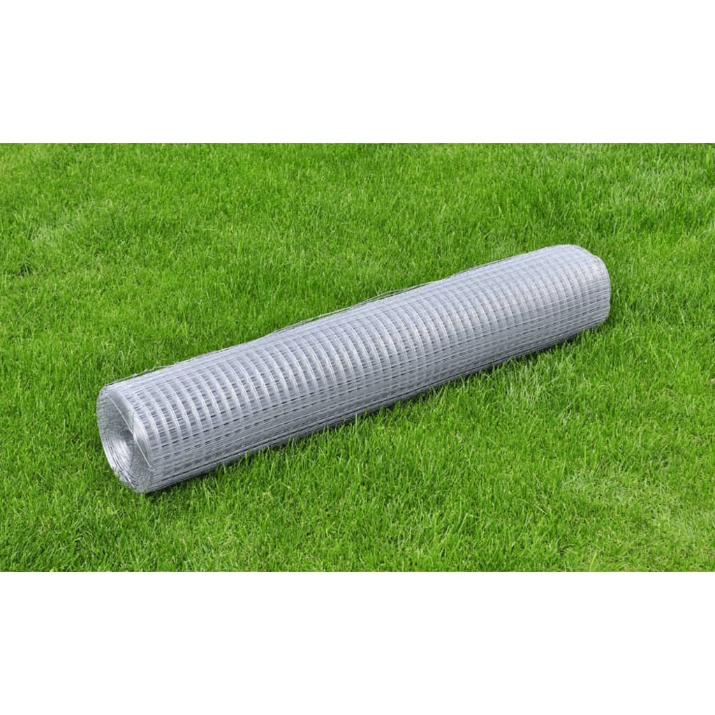 vidaXL Drahtzaun für Hühner Verzinkter Stahl 25x1 m Silbern