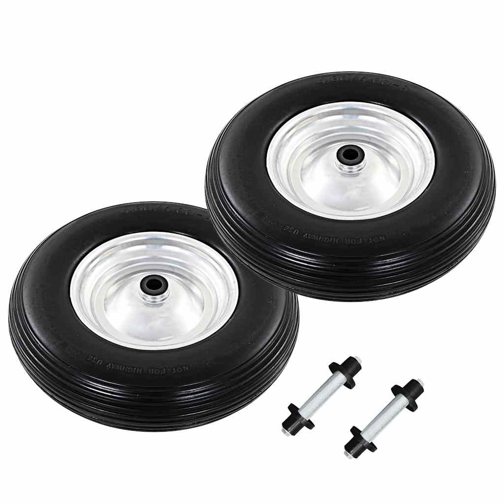 vidaXL Schubkarrenräder 2 Stk. mit Achsen Massives PU 4,00 - 8 390 mm