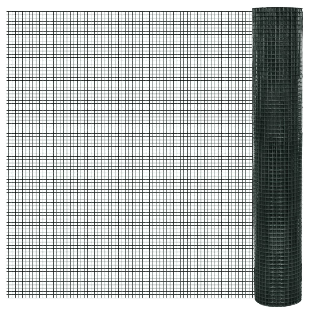 vidaXL Drahtzaun für Hühner Verzinkt mit PVC-Beschichtung 25x1 m Grün