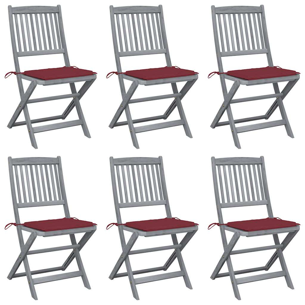 vidaXL Klappbare Gartenstühle 6 Stk. mit Sitzkissen Massivholz Akazie
