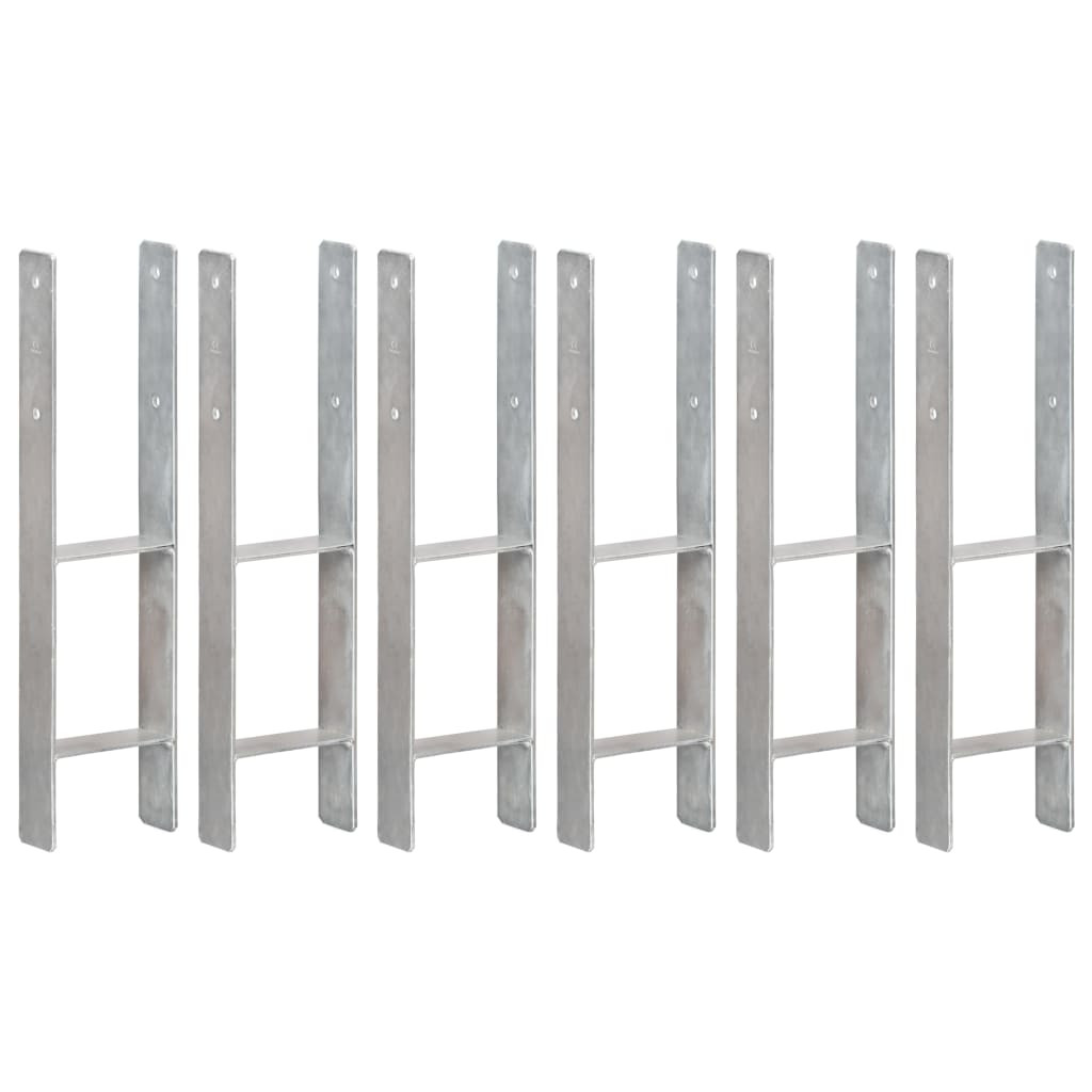vidaXL Pfostenträger 6 Stk. Silbern 14×6×60 cm Verzinkter Stahl