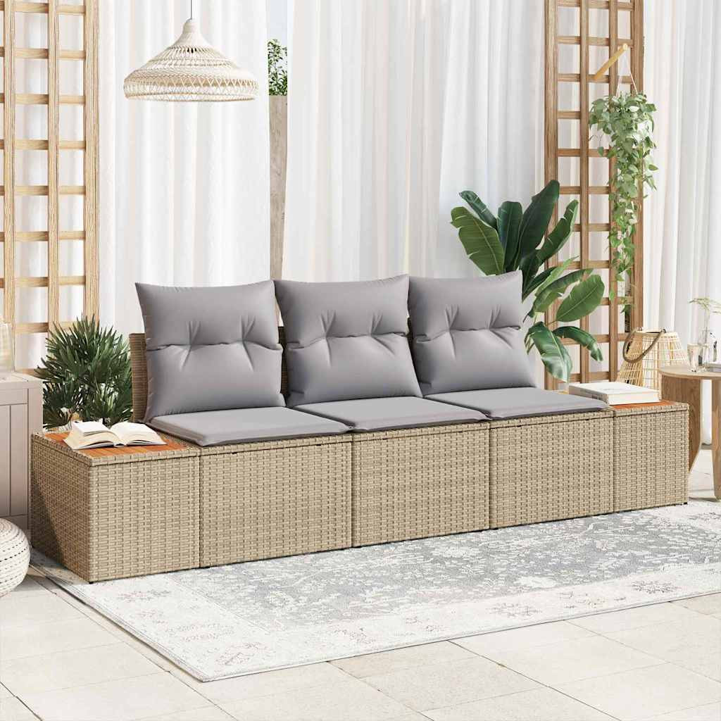 vidaXL Garten-Sofa-Set 3 pcs Beige und Hellgrau Poly Rattan