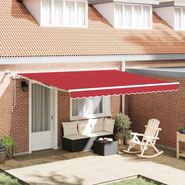 vidaXL Ausziehbare Markise Rot 400 x 300 cm Polyester