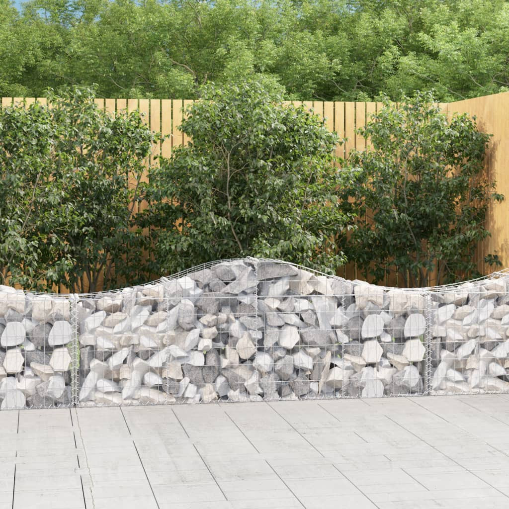 vidaXL Gabionen mit Hochbogen 50 Stk. 200x30x60/80 cm Verzinktes Eisen