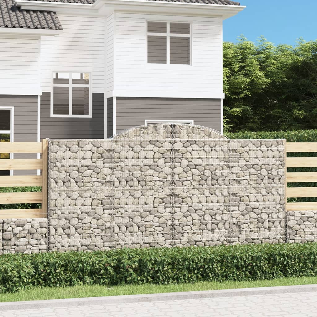 vidaXL Gabionen mit Hochbogen 10 Stk 300x30x160/180cm Verzinktes Eisen