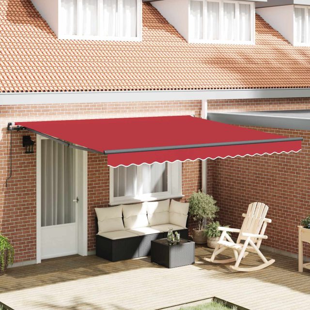 vidaXL Ausziehbare Markise Rot 400 x 300 cm Polyester und Aluminium