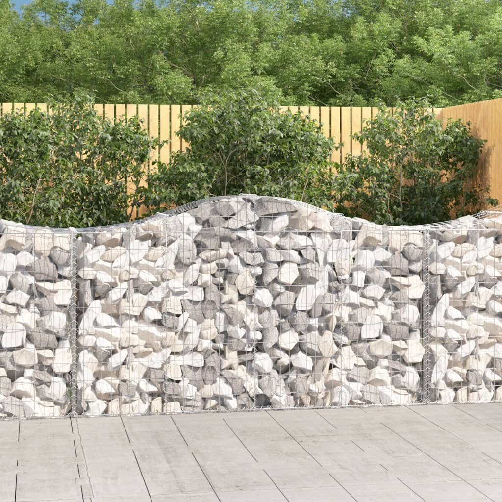 vidaXL Gabionen mit Hochbogen 12 Stk 200x50x100/120cm Verzinktes Eisen