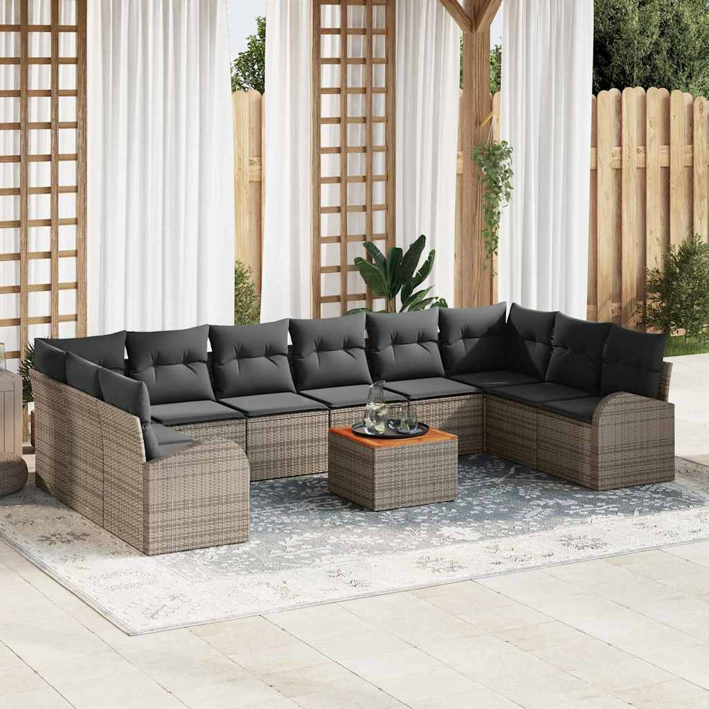 vidaXL Gartensofa-set mit Speicher 11 pcs Grau Poly-Rattan