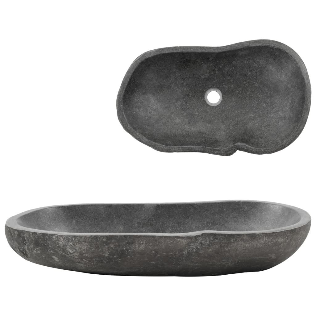 vidaXL Waschbecken Flussstein Oval 60-70 cm