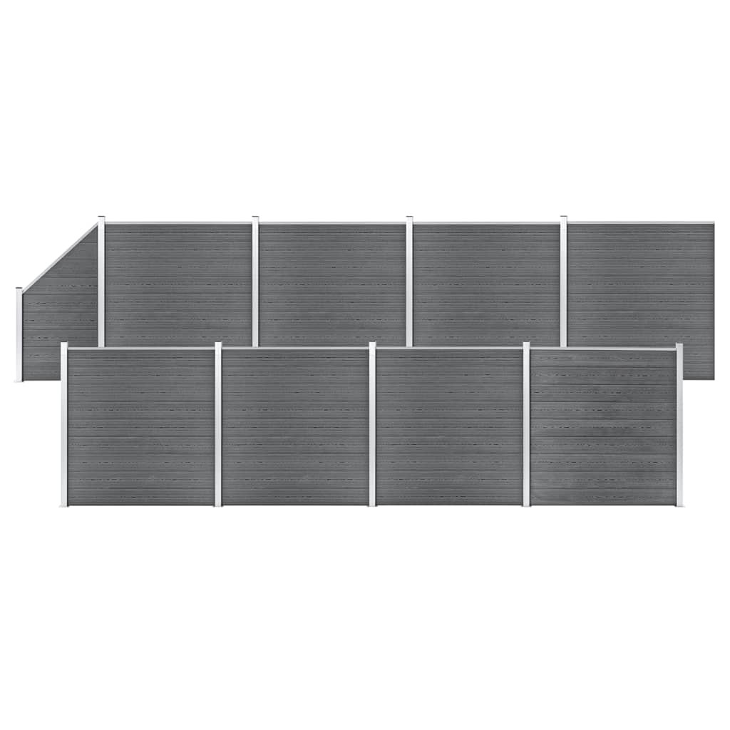 vidaXL WPC Zaun-Set 8 Quadrate + 1 Schräge 1484x186 cm Grau