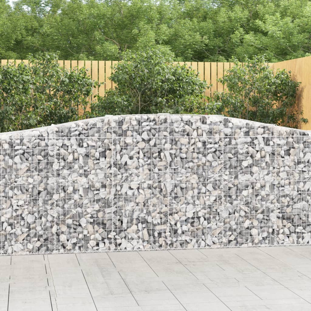 vidaXL Gabionen mit Hochbogen 7 Stk. 400x50x100/120cm Verzinktes Eisen