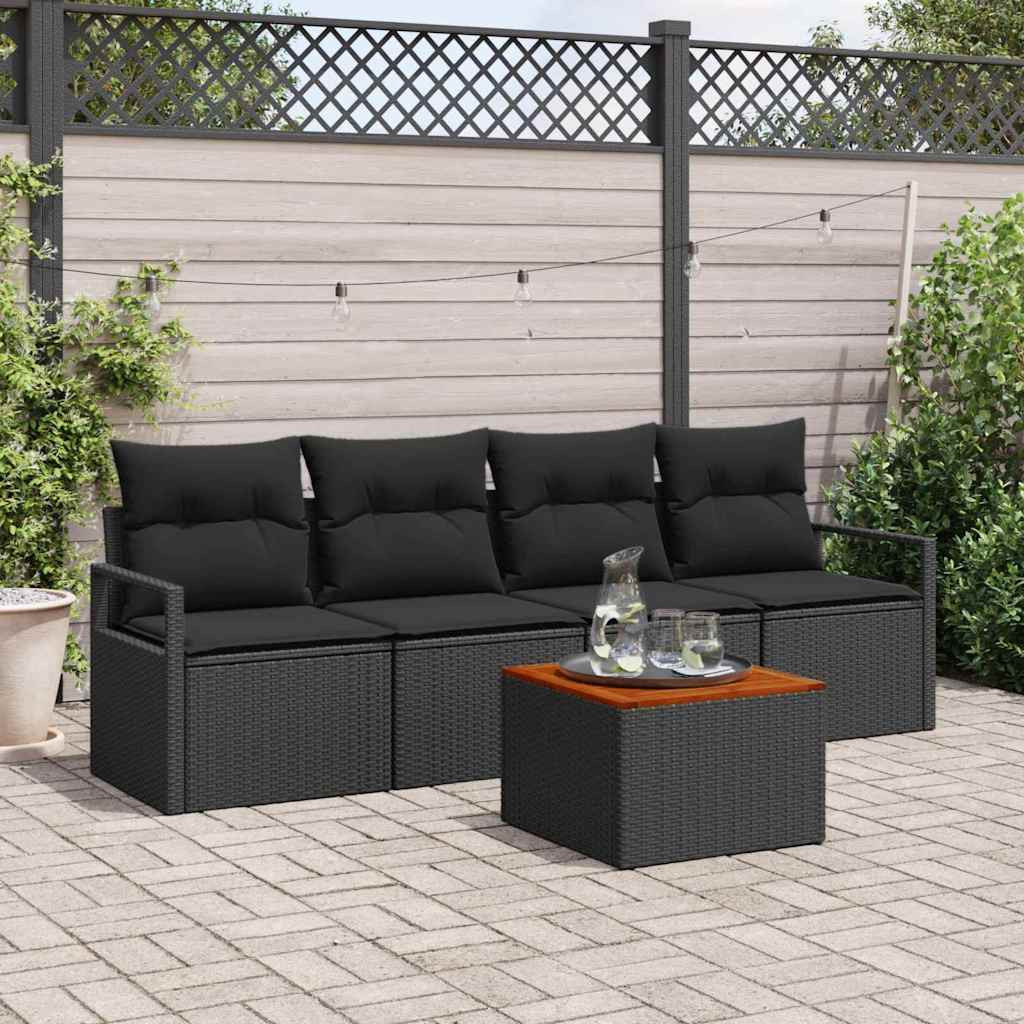 vidaXL Gartensofa-set mit Speicher 5 pcs Schwarz Poly-Rattan
